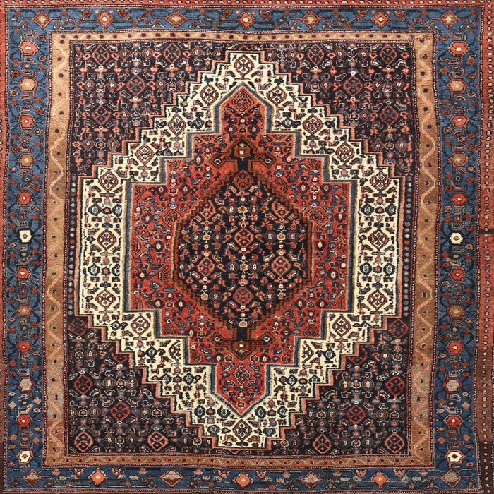 Square Traditional Dark Almond Brown Persian Rug, tr1340