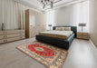 Machine Washable Traditional Brown Green Rug in a Bedroom, wshtr1343