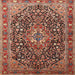 Square Traditional Saffron Red Persian Rug, tr1344