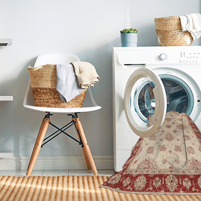 Machine Washable Traditional Orange Rug in a Washing Machine, wshtr1345