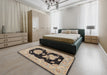 Traditional Coffee Brown Oriental Rug in a Bedroom, tr1346