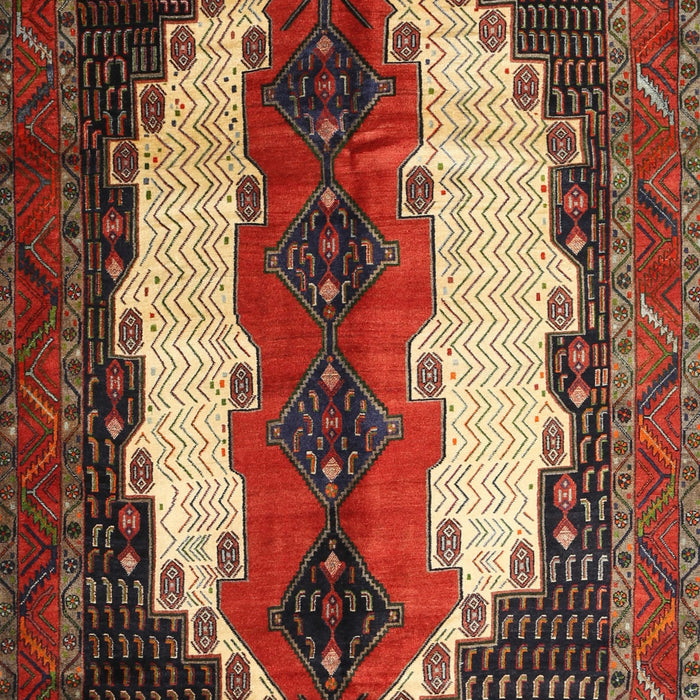 Machine Washable Traditional Saffron Red Rug, wshtr1347