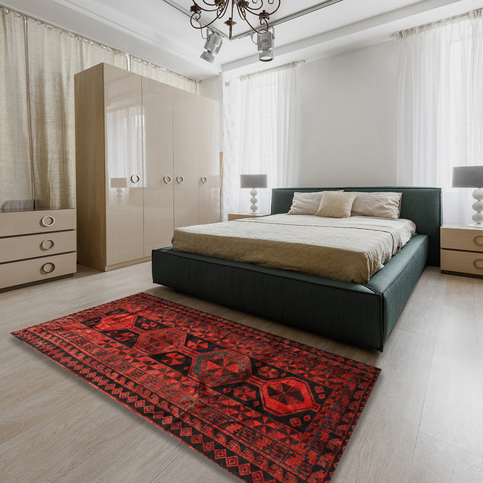 Traditional Red Persian Rug in a Bedroom, tr1349