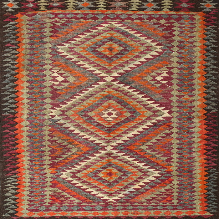 Round Machine Washable Traditional Orange Brown Rug, wshtr1350