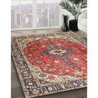 Traditional Fire Brick Red Medallion Rug, tr1352