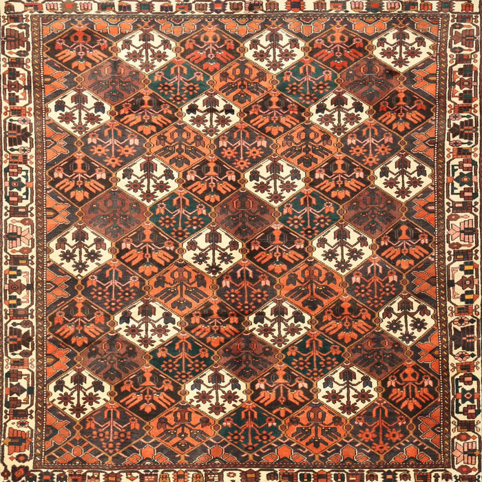 Square Traditional Saffron Red Persian Rug, tr1353