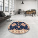 Round Traditional Plum Purple Persian Rug in a Office, tr1355