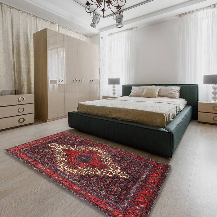 Machine Washable Traditional Rosy-Finch Purple Rug in a Bedroom, wshtr1356
