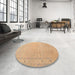 Round Machine Washable Traditional Sand Brown Rug in a Office, wshtr1357