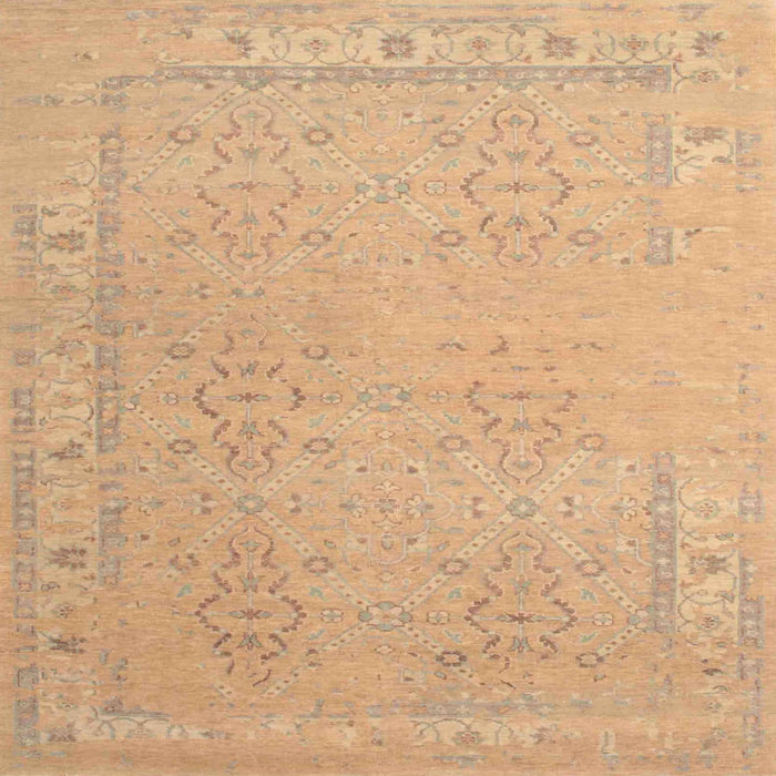 Round Machine Washable Traditional Sand Brown Rug, wshtr1357