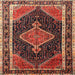 Round Machine Washable Traditional Rust Pink Rug, wshtr1358