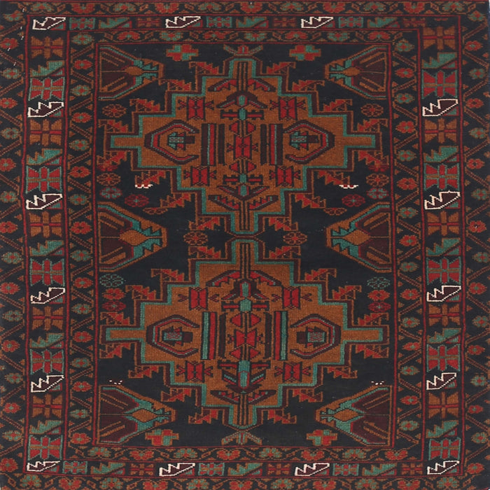 Square Traditional Dark Brown Persian Rug, tr1359