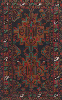 Machine Washable Traditional Dark Brown Rug, wshtr1359