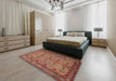 Machine Washable Traditional Tomato Red Rug in a Bedroom, wshtr1360