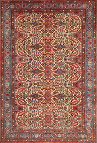 Machine Washable Traditional Tomato Red Rug, wshtr1360