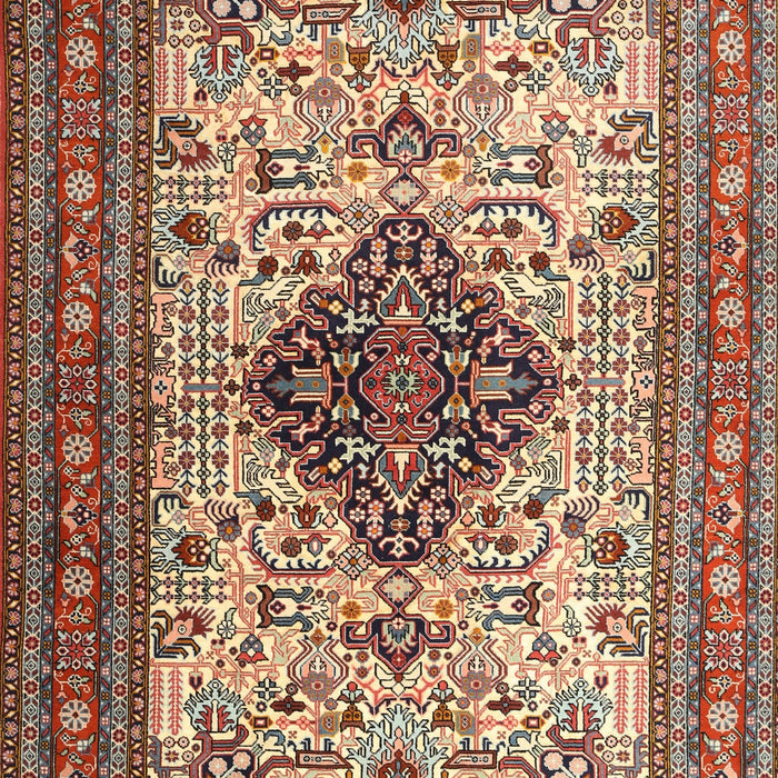 Machine Washable Traditional Saffron Red Rug, wshtr1361