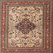 Square Traditional Saffron Red Persian Rug, tr1361