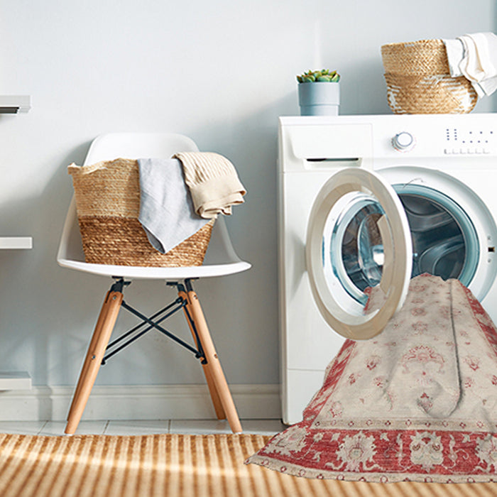 Machine Washable Traditional Orange Rug in a Washing Machine, wshtr1362