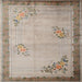 Square Traditional Dark Almond Brown Oriental Rug, tr1363