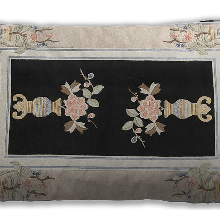 Traditional Classic Rectangular Black Lumbar Throw Pillow, 13 inch by 19 inch, lbtr1365