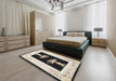 Traditional Black Oriental Rug in a Bedroom, tr1365