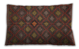 Traditional Classic Rectangular Saffron Red Lumbar Throw Pillow, 13 inch by 19 inch, lbtr1368