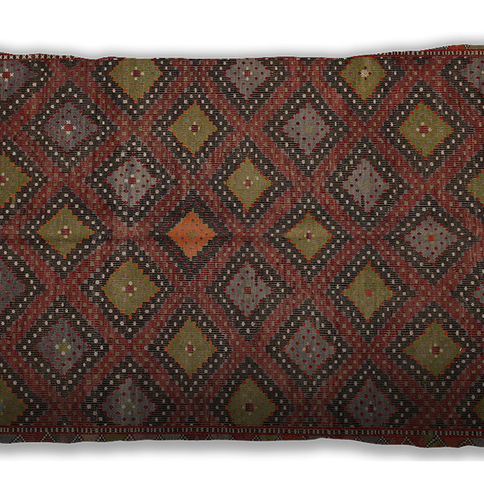 Traditional Classic Rectangular Saffron Red Lumbar Throw Pillow, 13 inch by 19 inch, lbtr1368