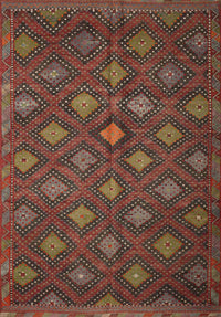 Machine Washable Traditional Saffron Red Rug, wshtr1368