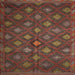 Square Traditional Saffron Red Persian Rug, tr1368