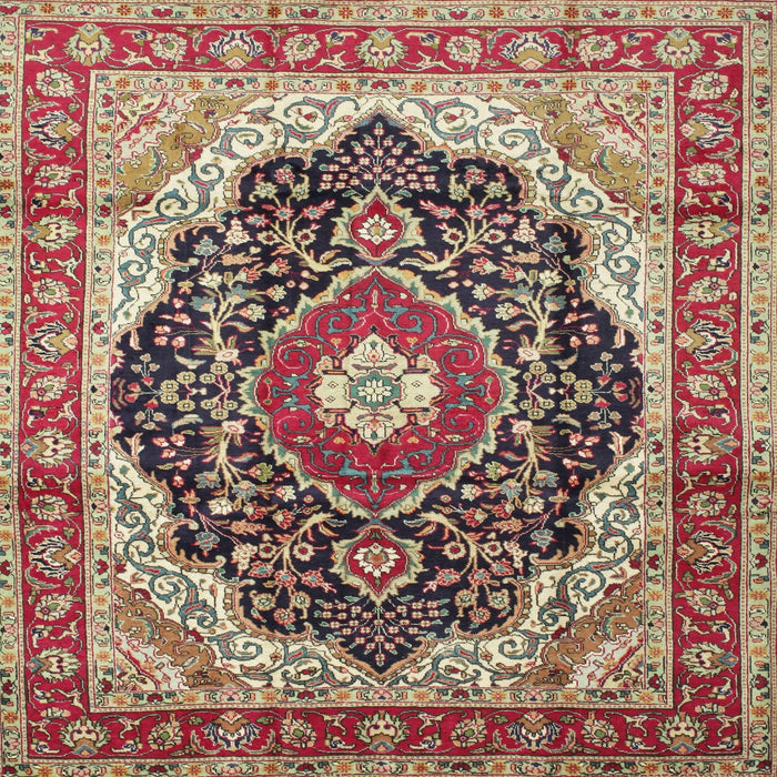 Round Machine Washable Traditional Brown Red Rug, wshtr136