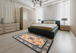 Traditional Gray Oriental Rug in a Bedroom, tr1370