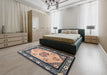 Traditional Black Oriental Rug in a Bedroom, tr1371