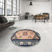 Round Machine Washable Traditional Black Rug in a Office, wshtr1371