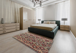 Traditional Chestnut Brown Persian Rug in a Bedroom, tr1373