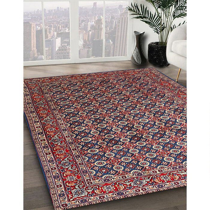 Traditional Camel Brown Persian Rug in Family Room, tr1375