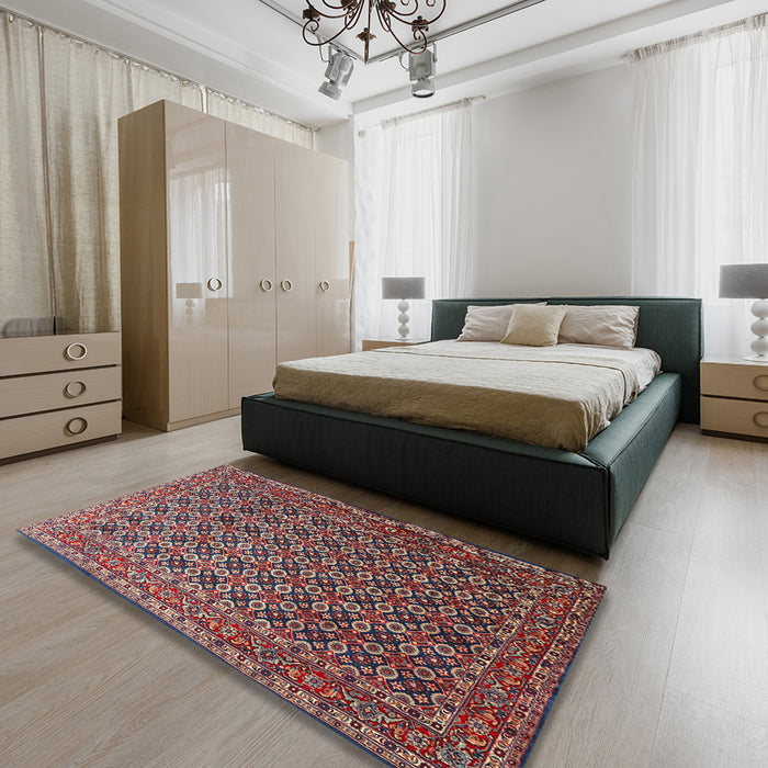 Traditional Camel Brown Persian Rug in a Bedroom, tr1375