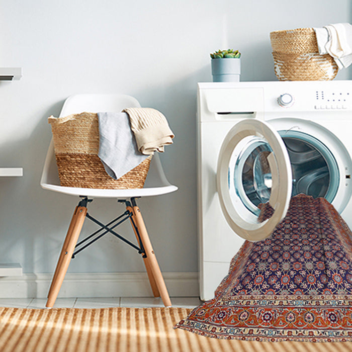 Machine Washable Traditional Camel Brown Rug in a Washing Machine, wshtr1376