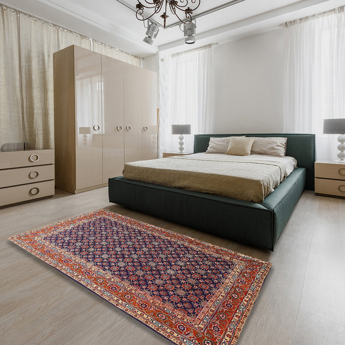 Traditional Camel Brown Persian Rug in a Bedroom, tr1376
