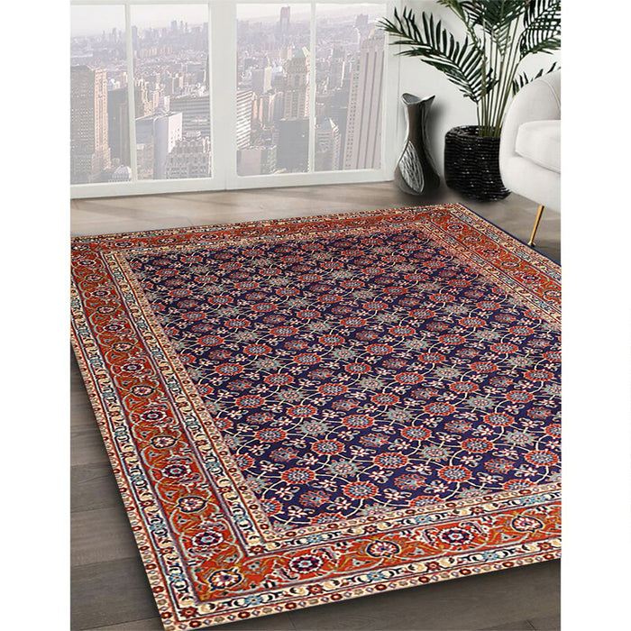 Traditional Camel Brown Persian Rug in Family Room, tr1376