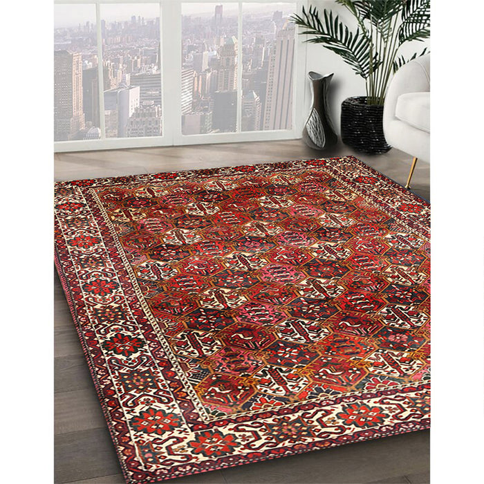 Machine Washable Traditional Tomato Red Rug in a Family Room, wshtr1377