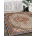 Traditional Reddish Brown Medallion Rug in Family Room, tr1378