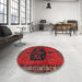Round Traditional Reddish Brown Persian Rug in a Office, tr137