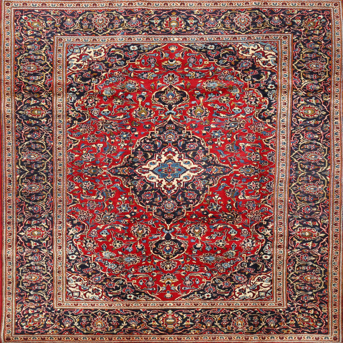 Round Machine Washable Traditional Saffron Red Rug, wshtr1380