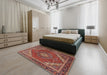 Traditional Orange Salmon Pink Persian Rug in a Bedroom, tr1381