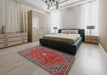 Machine Washable Traditional Tomato Red Rug in a Bedroom, wshtr1382