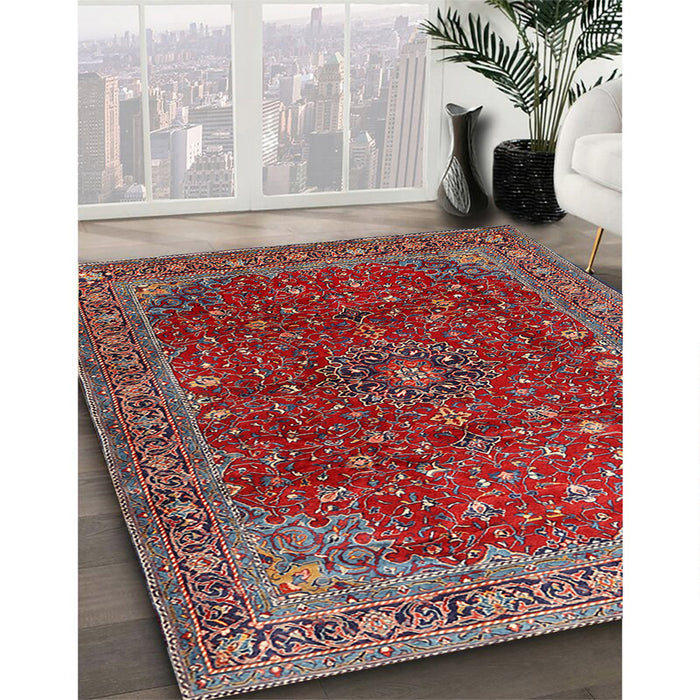 Machine Washable Traditional Rosy Pink Rug in a Family Room, wshtr1383