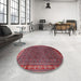 Round Traditional Rose Purple Persian Rug in a Office, tr1384