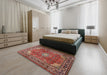 Traditional Orange Salmon Pink Persian Rug in a Bedroom, tr1385