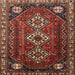 Round Machine Washable Traditional Crimson Red Rug, wshtr1387