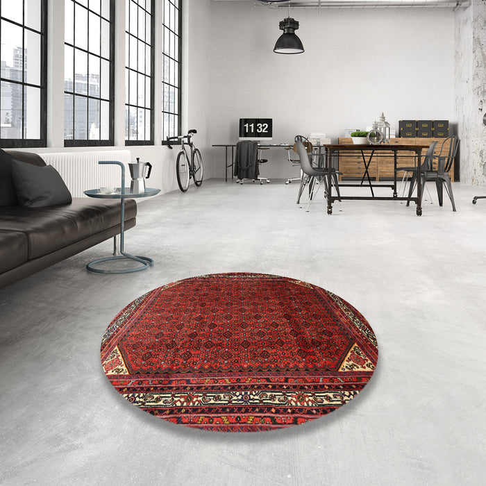 Round Traditional Sienna Brown Persian Rug in a Office, tr1389